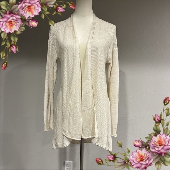 Knox Rose beige Open cardigan with long sleeve with lace details size Medium - Picture 1 of 13